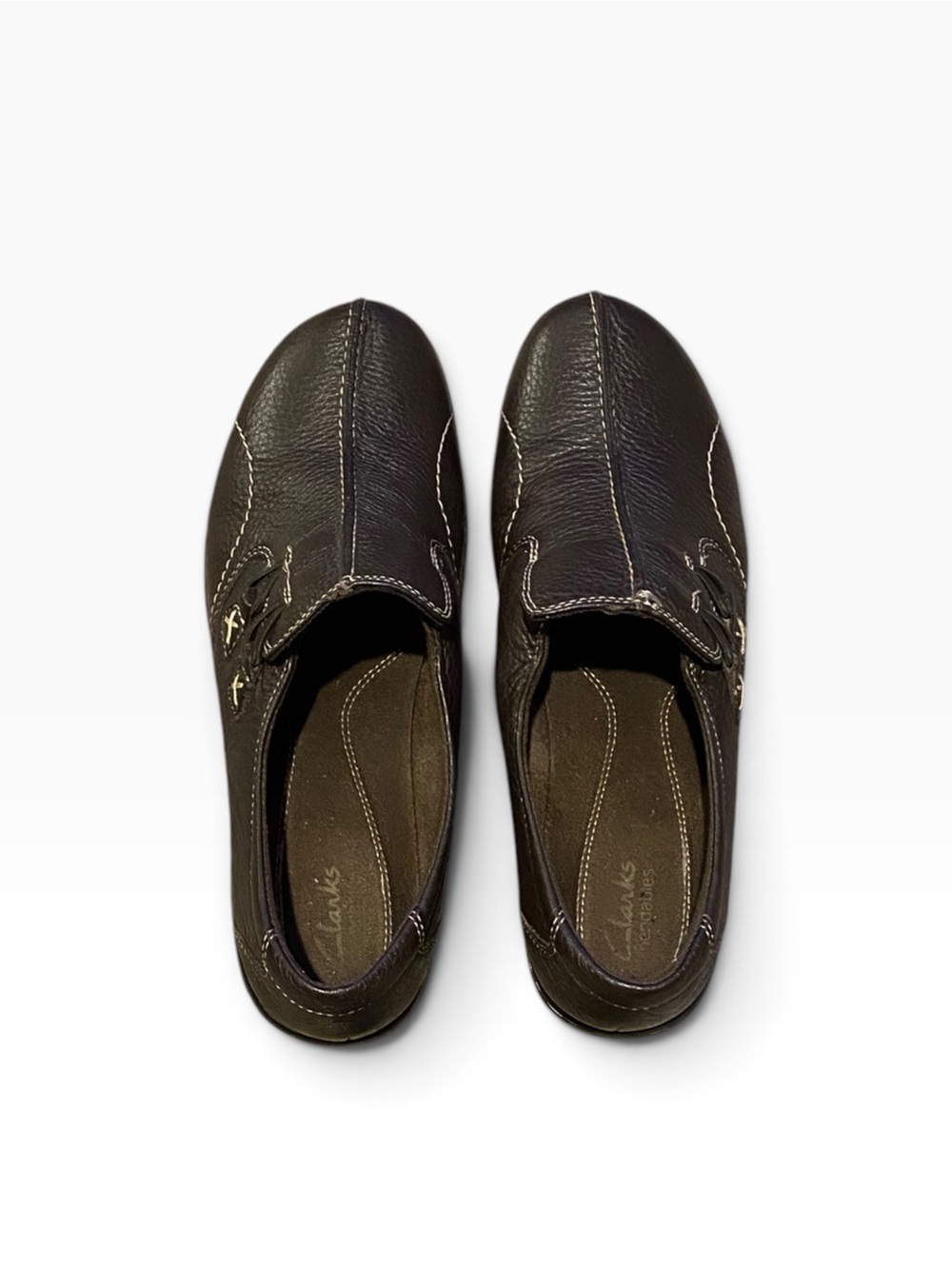 🤎Clarks Women’s Brown Leather Slip-On Comfort Shoes
